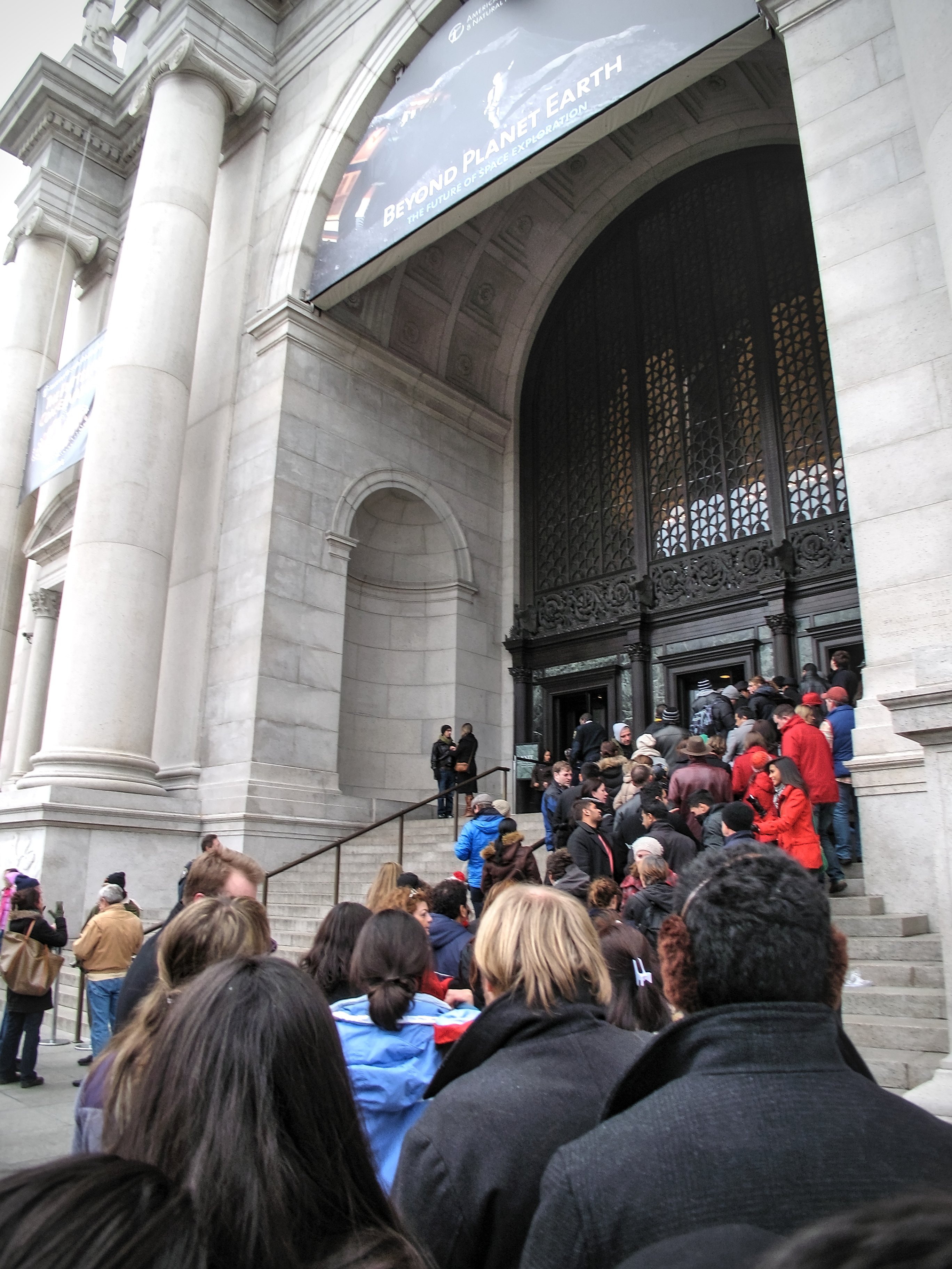 Tourists Queuing Up to Enter the American Museum of Natural History in New York
