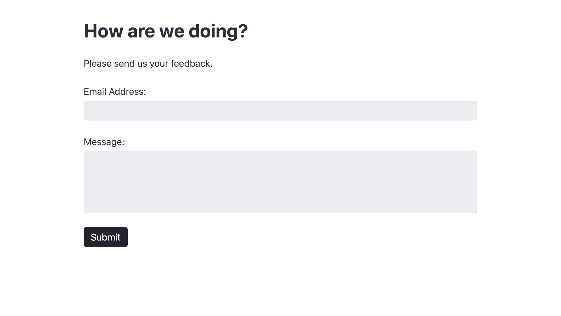 A blank feedback form