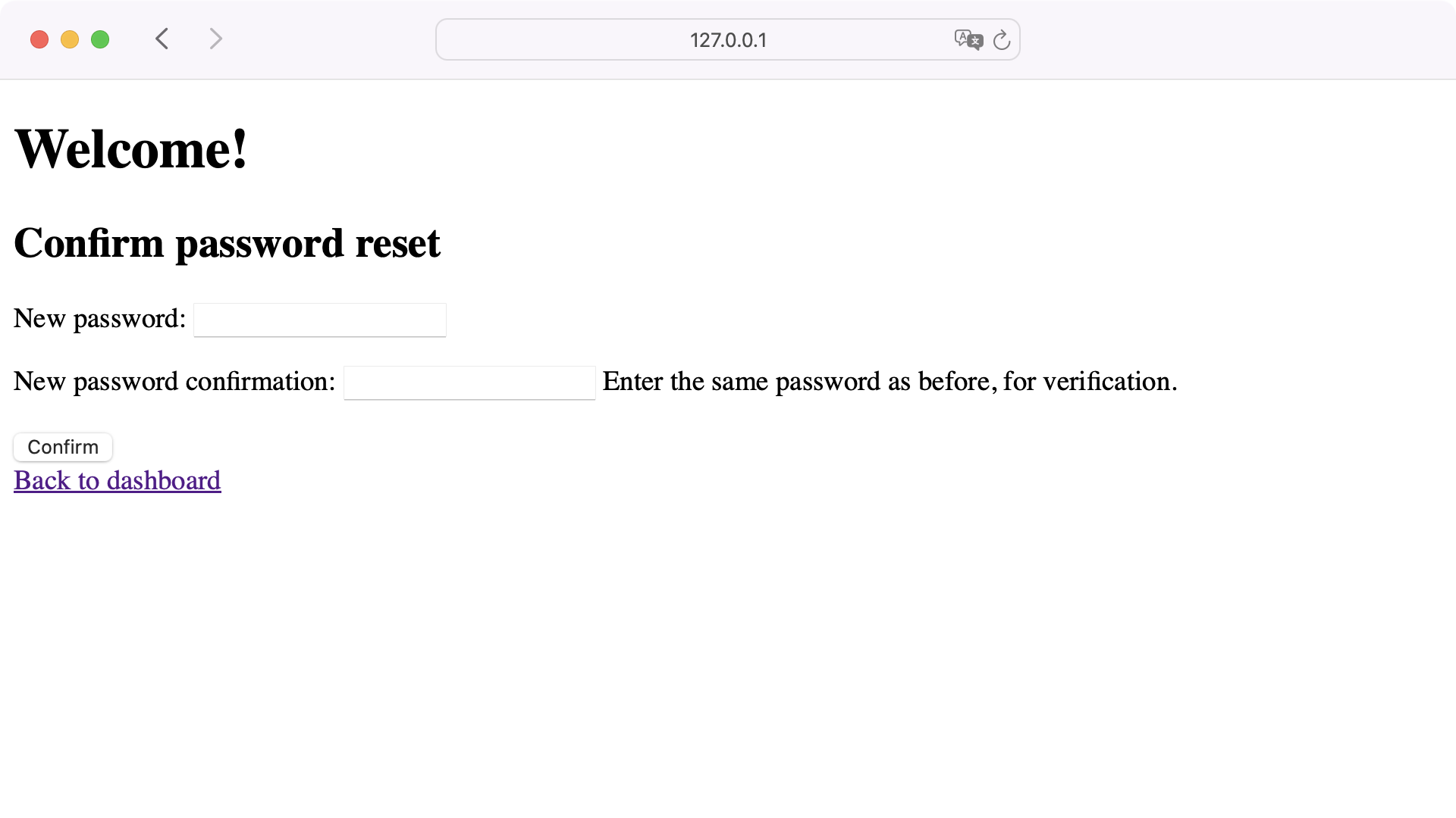 Password reset confirmation