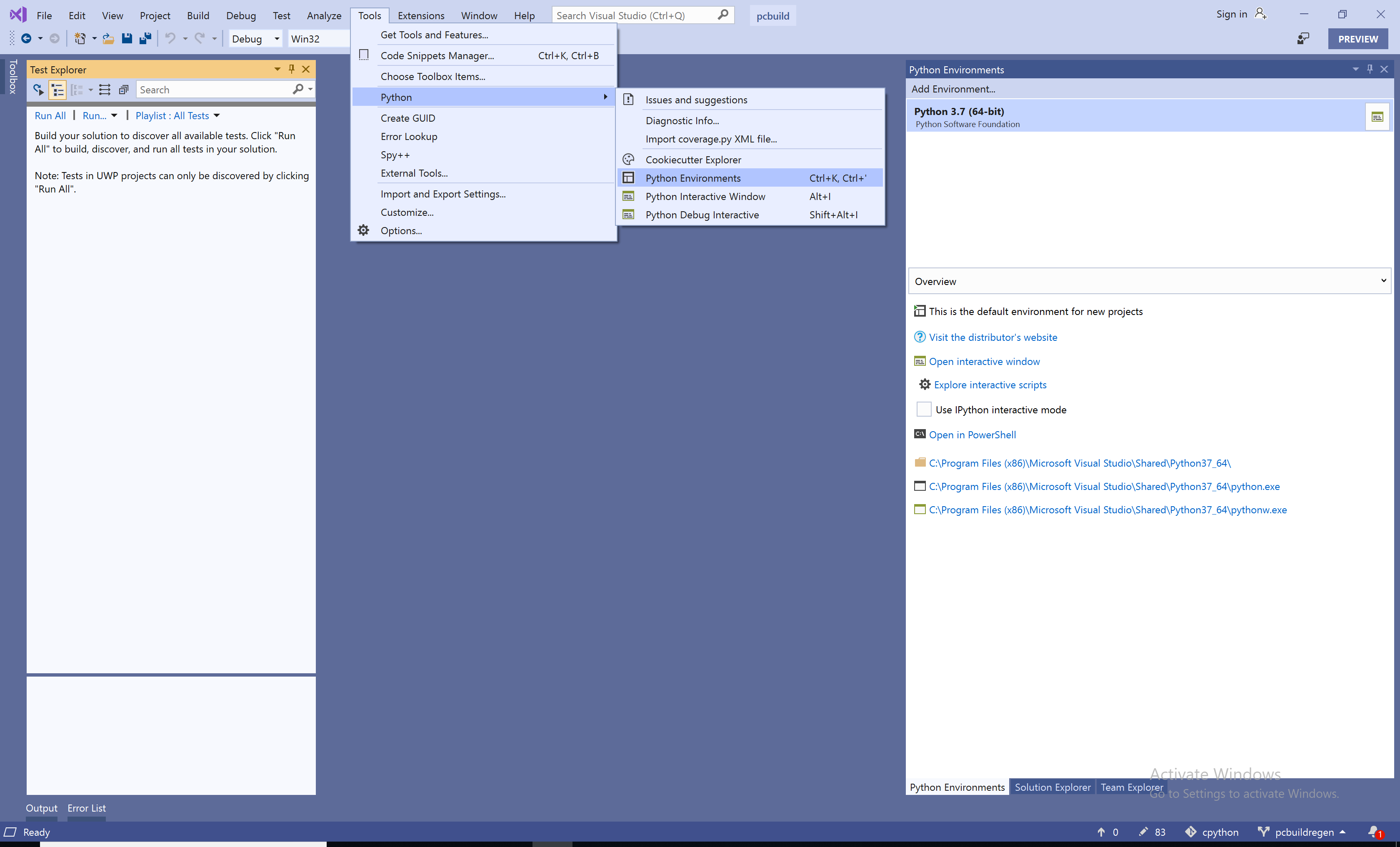 Choosing Python environments