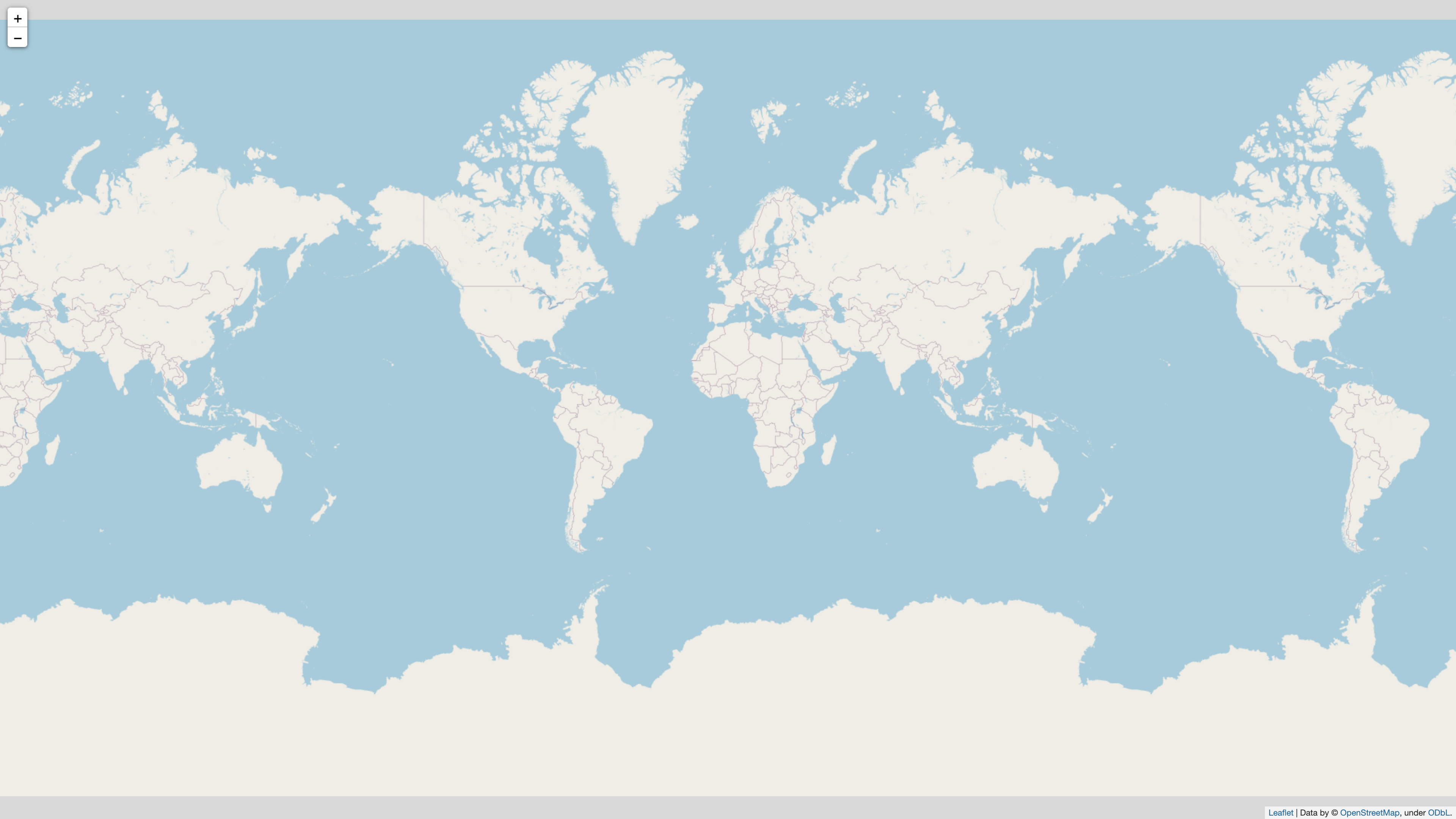 Folium world map with the default web map tiles from OpenStreetMap