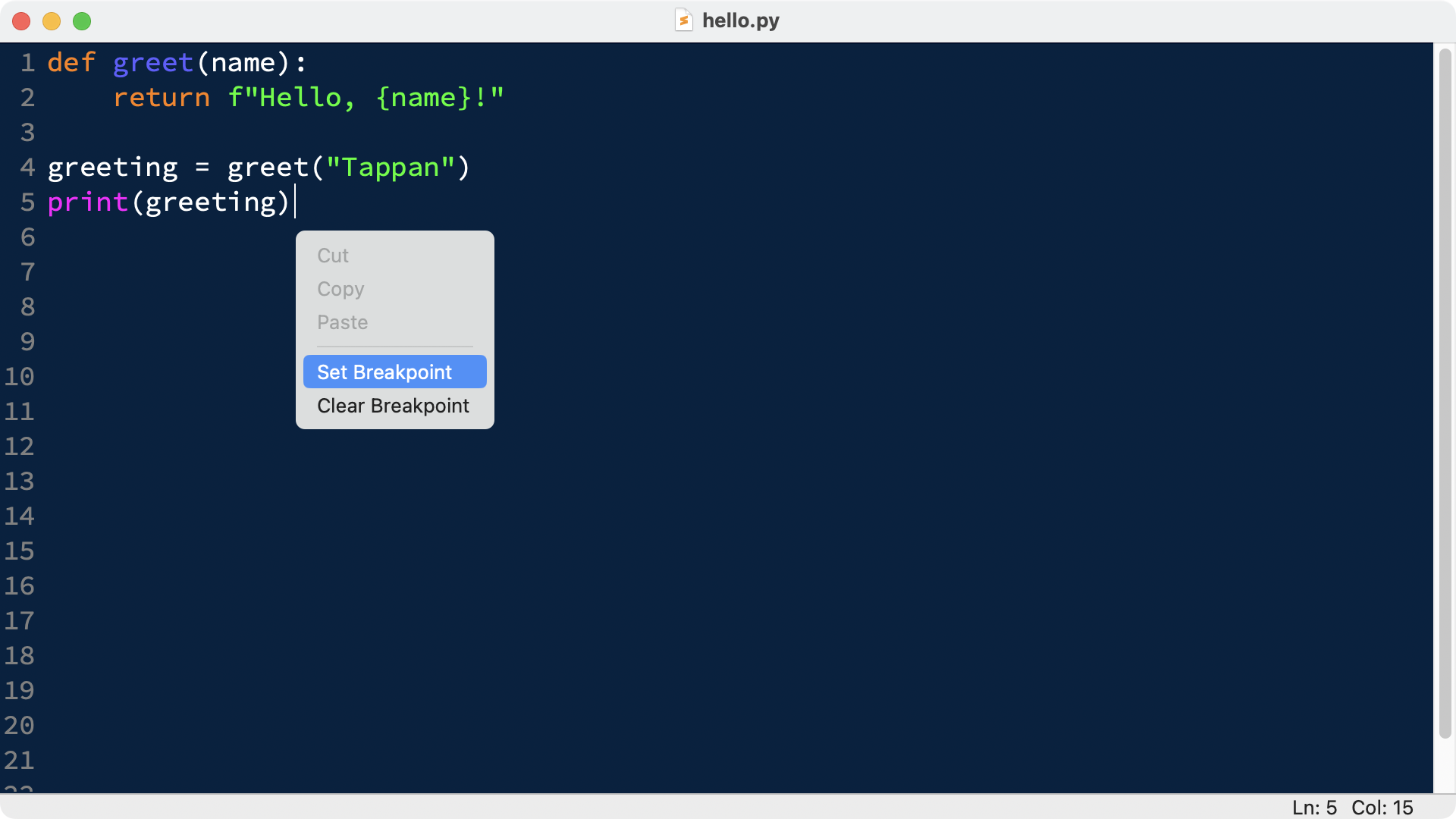 IDLE breakpoint context menu