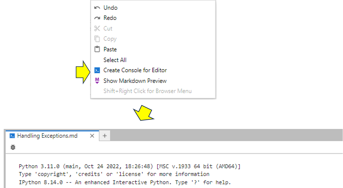 adding a console to a markdown file
