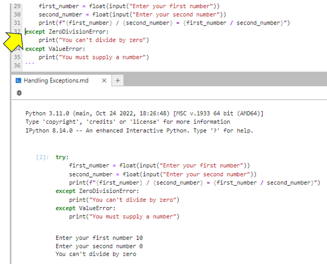 running code in a markdown file
