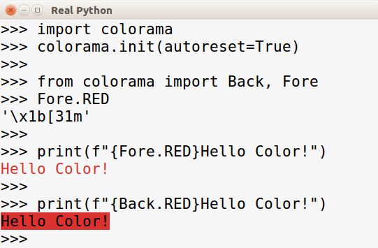Adding color to the console with colorama