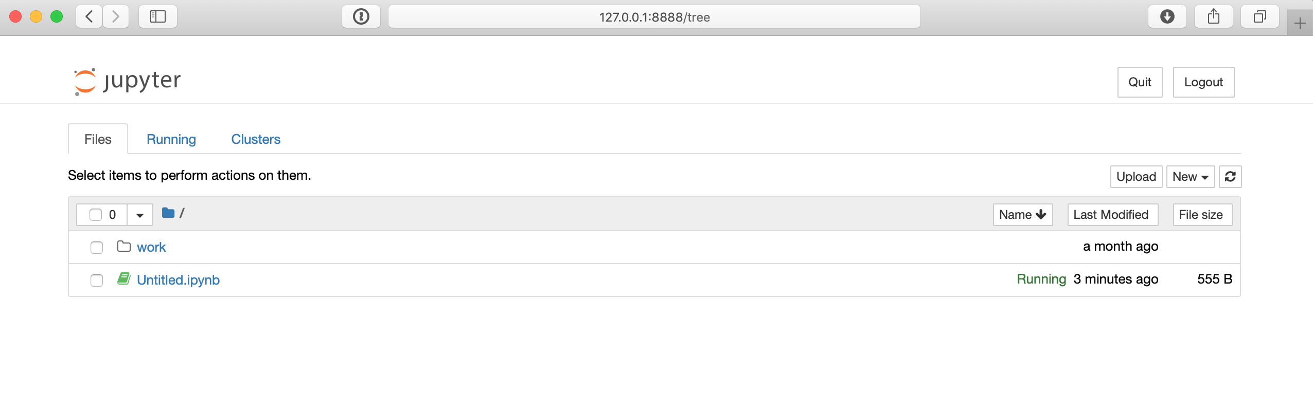 Jupyter notebook homepage