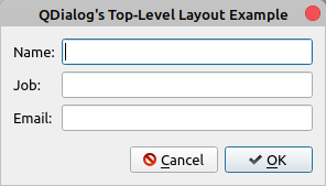 QDialog Top-Level Layout Example