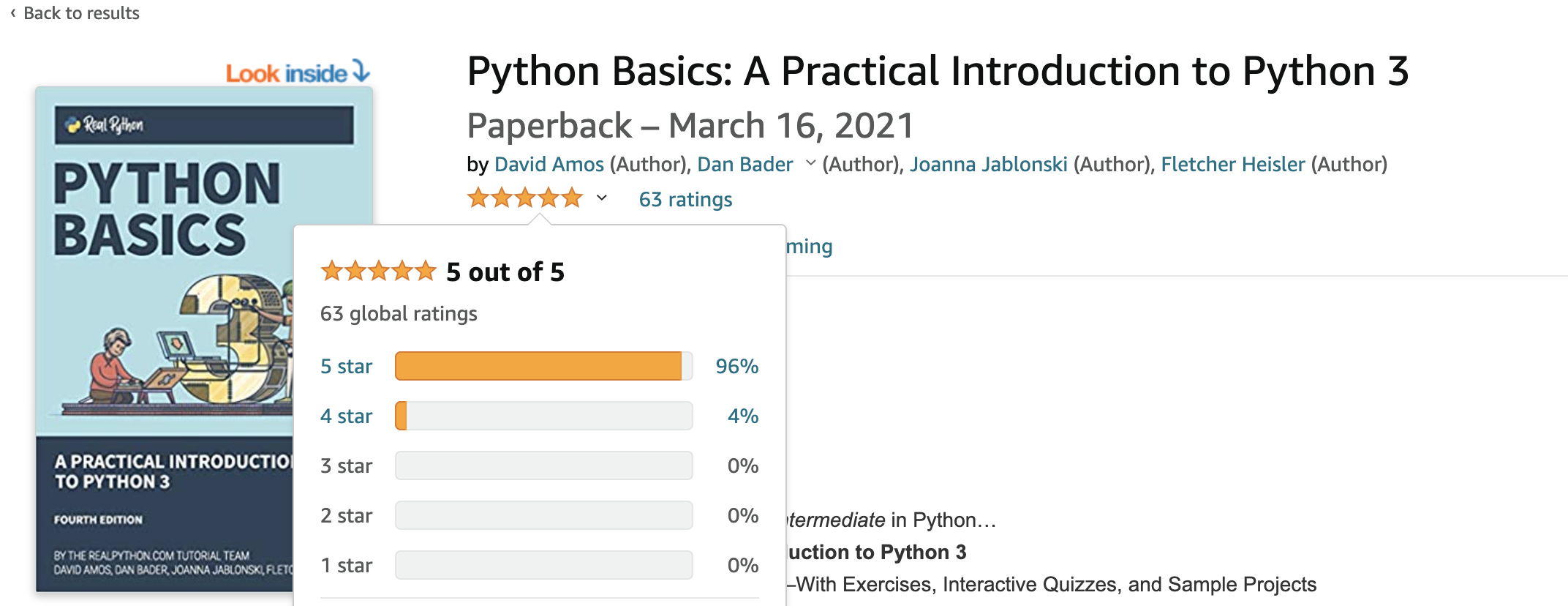 Python Basic's Amazon ratings