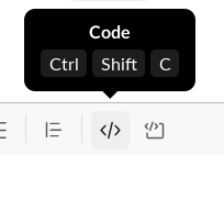 Slack inline code button