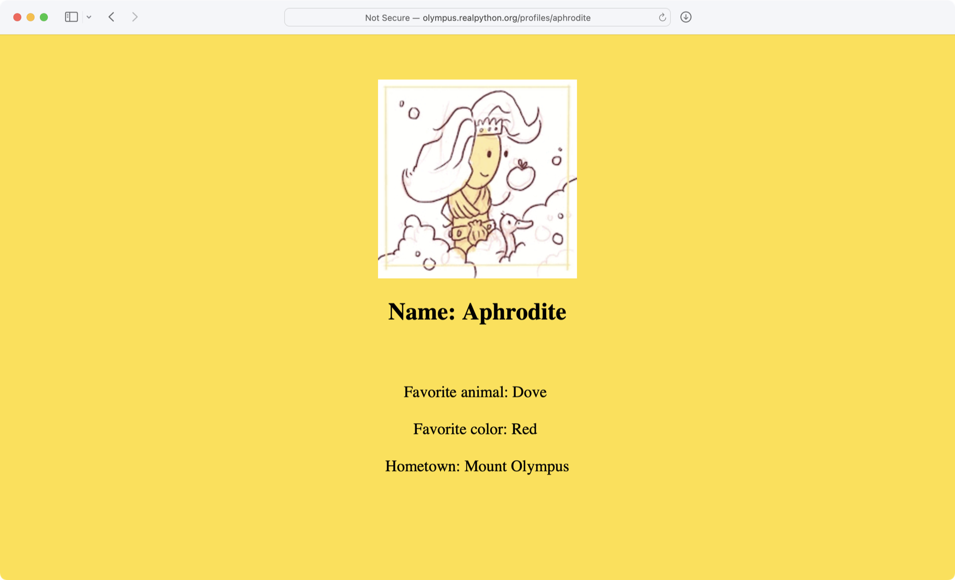 Screenshot of the Aphrodite Website